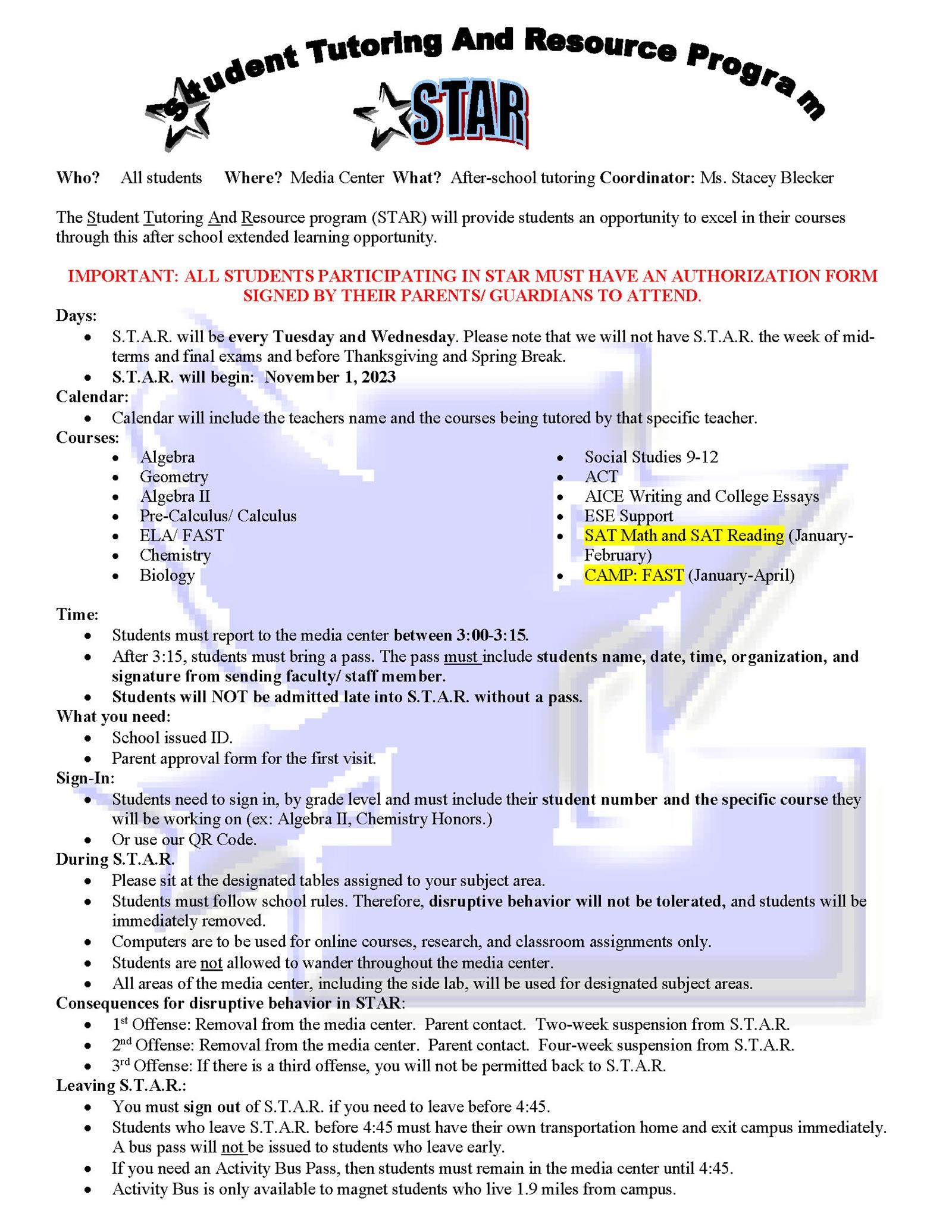  STAR Program Information